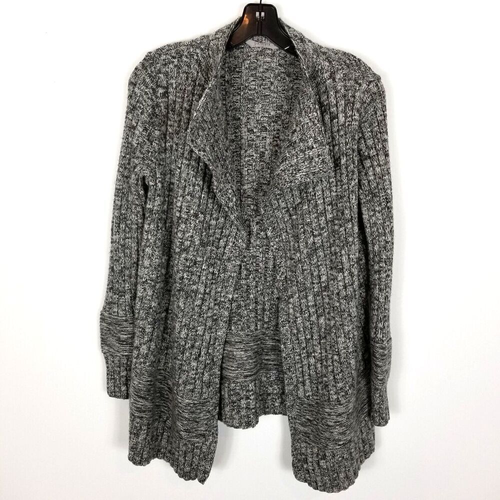 Athleta Women Marled Gray Oversized‎ Chunky Merino Wool Cardigan Sweater Size XS